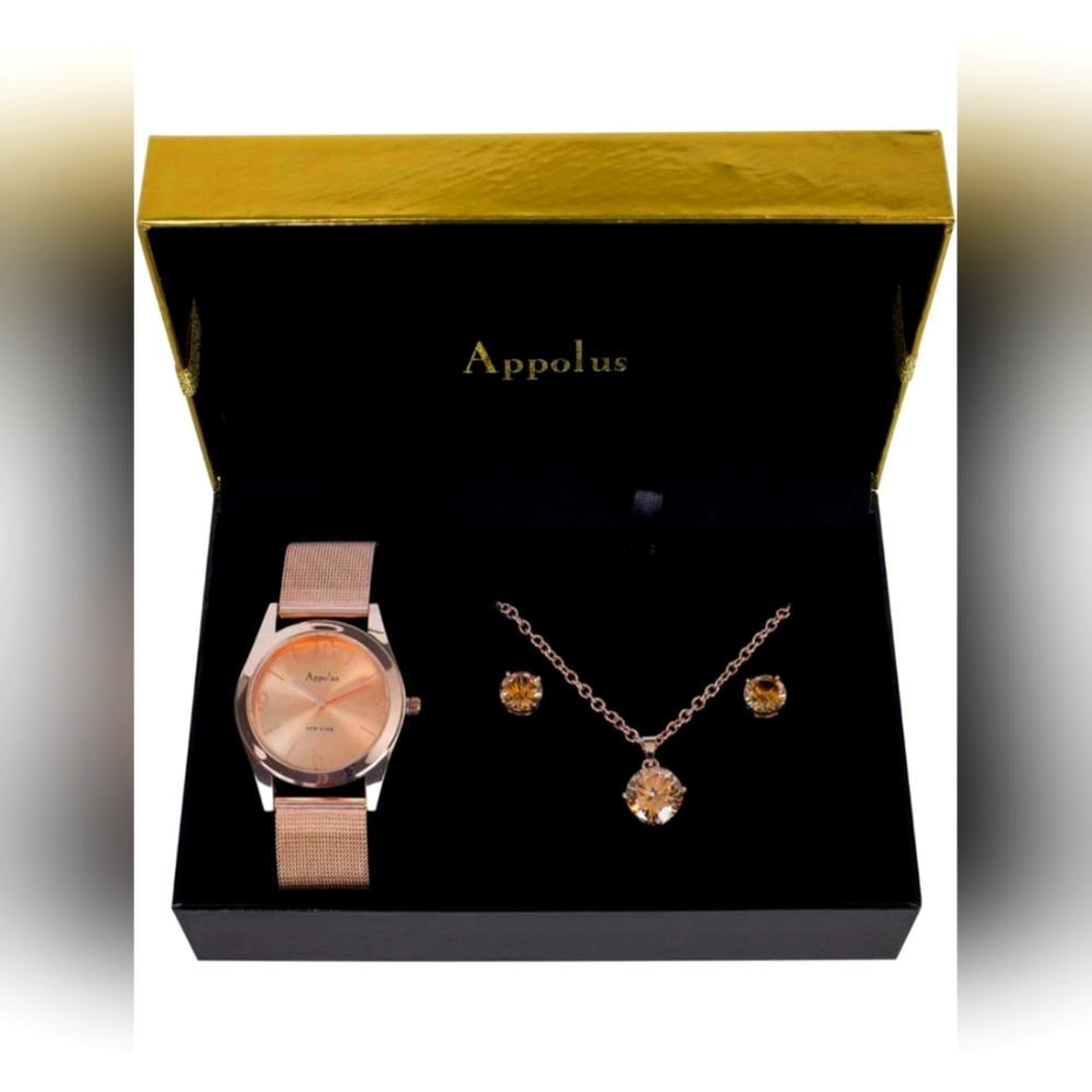 Appolus Watch Necklace Earrings Gift Set For Mom Wife Girlfriend